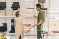 look for labels on the used furniture