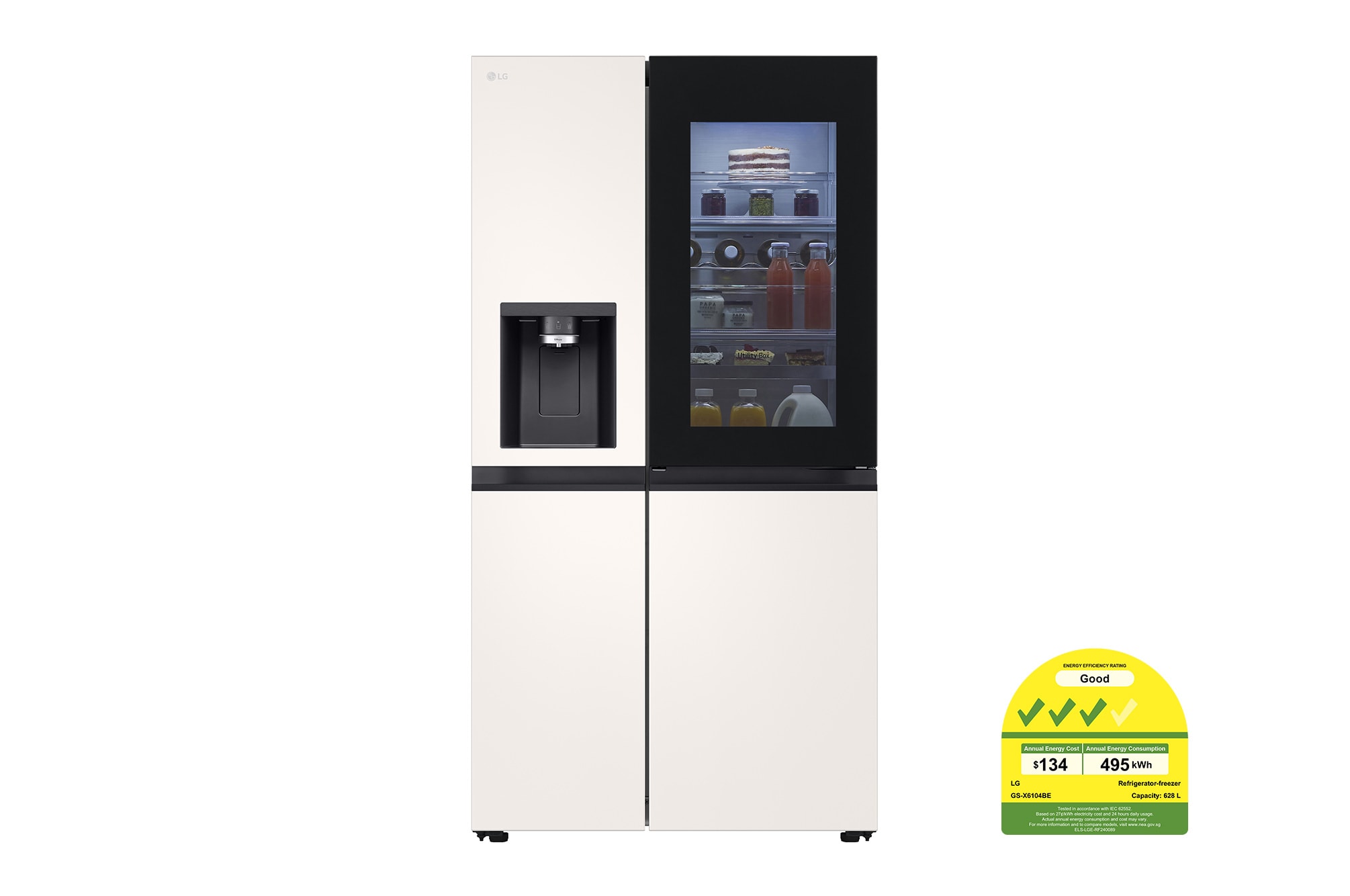 LG 628L InstaView Door-in-Door Side by Side Fridge GS-X6104BE LG 628L InstaView Door-in-Door Side by Side Fridge GS-X6104BE
