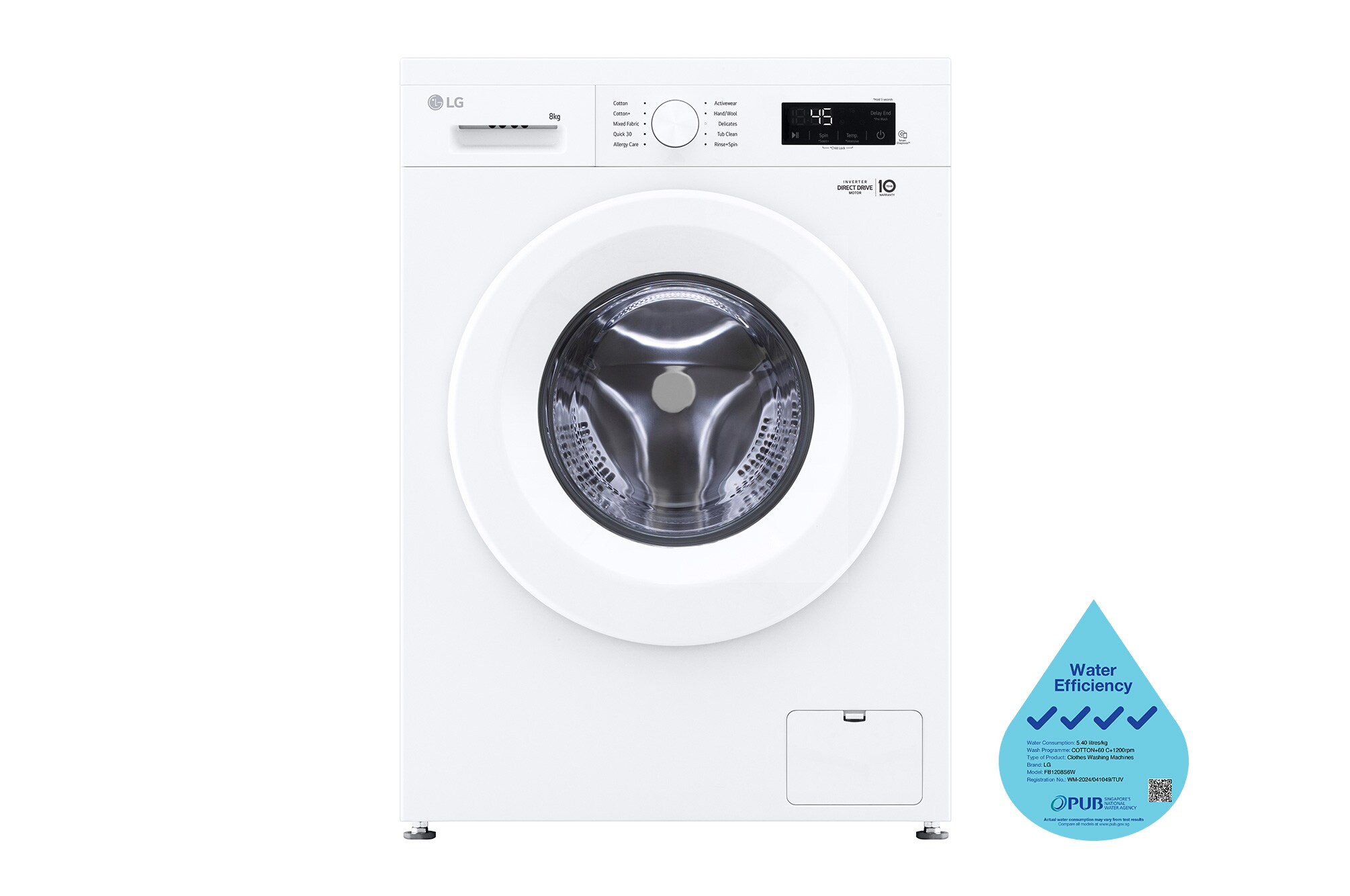 LG 8kg Front Load Washer FB1208S6W LG 8kg Front Load Washer FB1208S6W