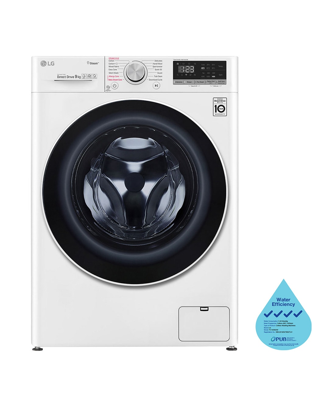LG 9kg Front Load Washer FV1409S4W LG 9kg Front Load Washer FV1409S4W