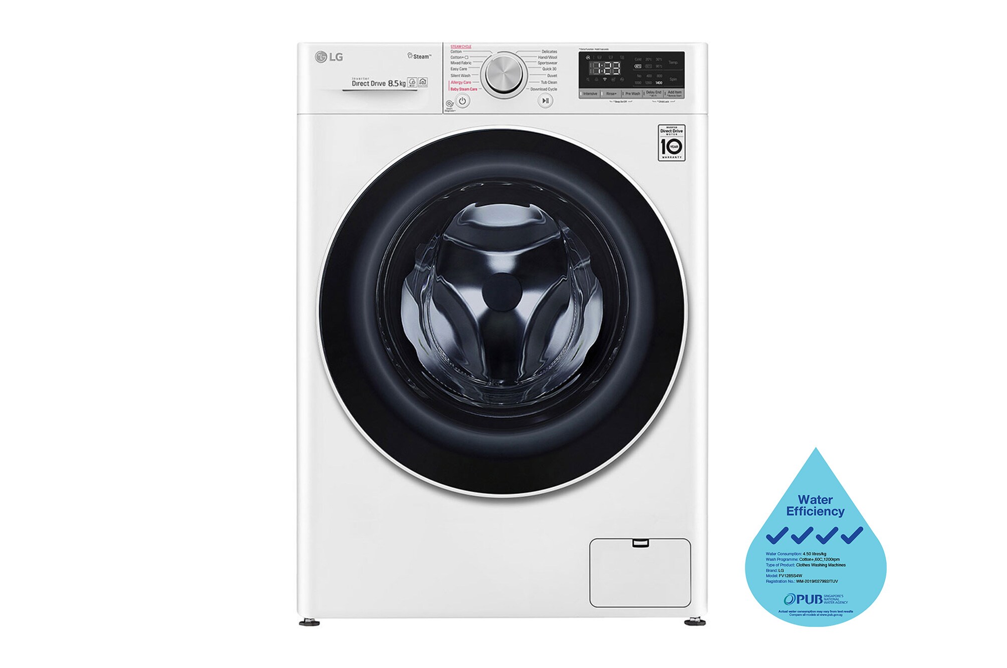 LG 8.5kg Front Load Washer FV1285S4W LG 8.5kg Front Load Washer FV1285S4W